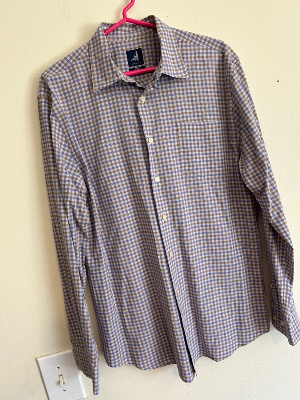 johnnie-O Men's Cotton Checked Button-Down Shirt — Indigo and Brown